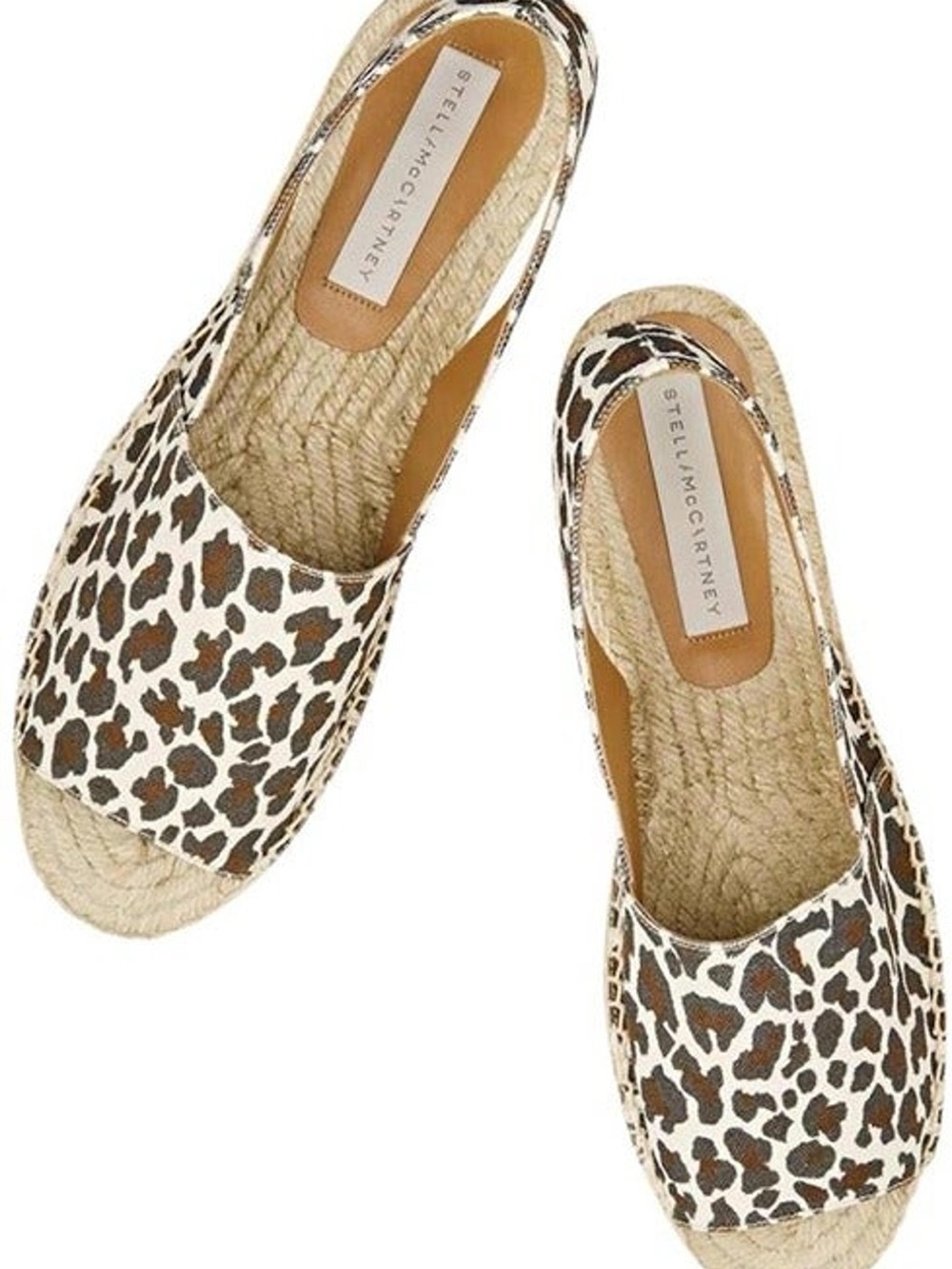 Stella McCartney Black and Cream Leopard Espadrille Slingbacks